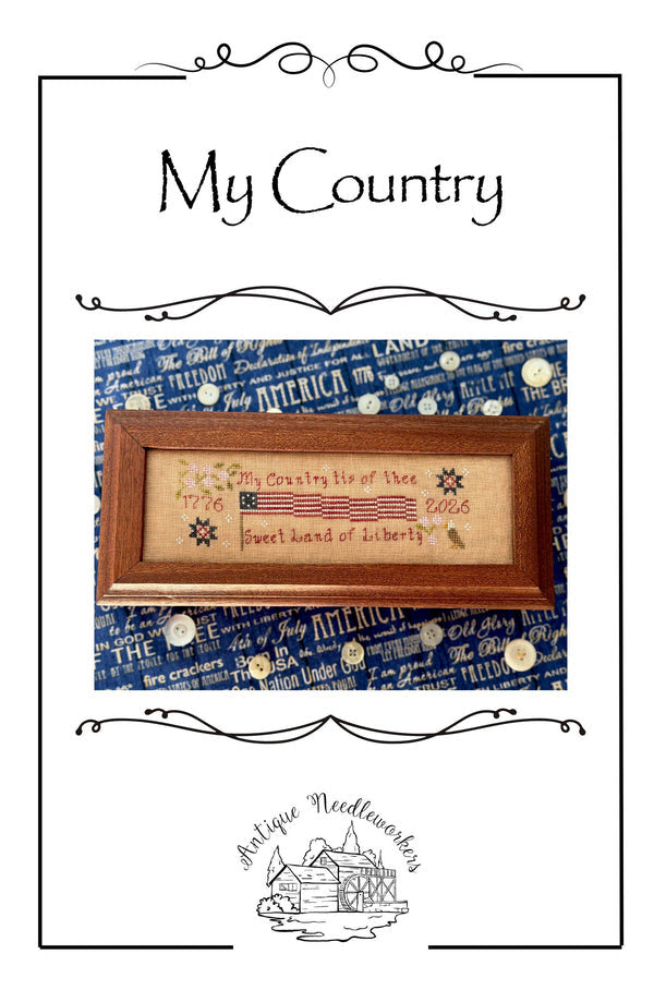 My Country Cross Stitch by Antique Needleworkers - Paper Pattern