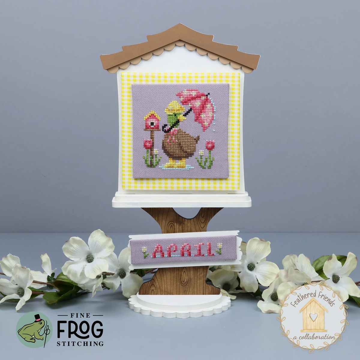 Pre-Order - Feathered Friends: April Cross Stitch by Fine Frog Stitching - Paper Pattern