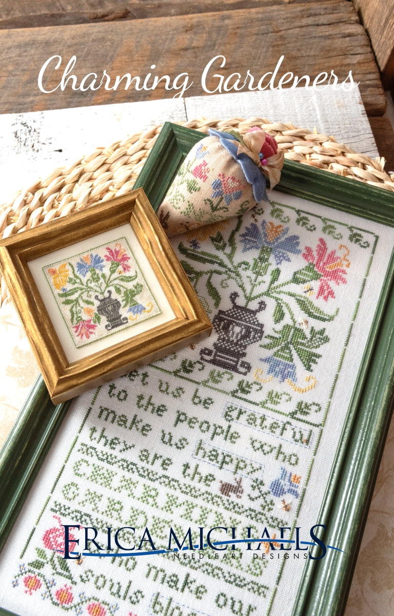 PRE-ORDER - Charming Gardeners Cross Stitch by Erica Michaels - Paper Pattern