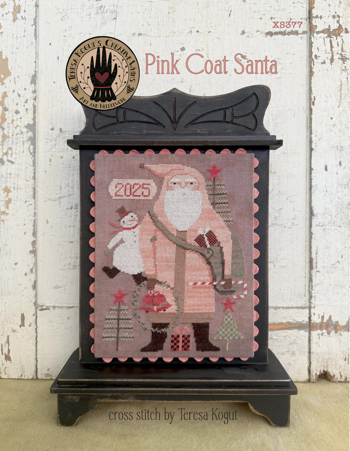 Pink Coat Santa Cross Stitch by Teresa Kogut - Paper Pattern
