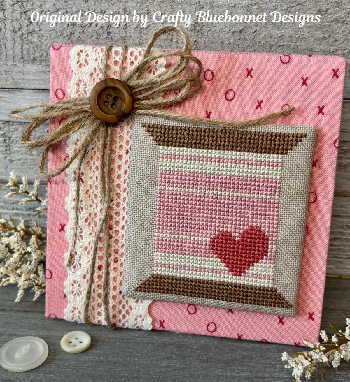 Heart and Stripes Spool Cross Stitch by Crafty Bluebonnet - Paper Pattern