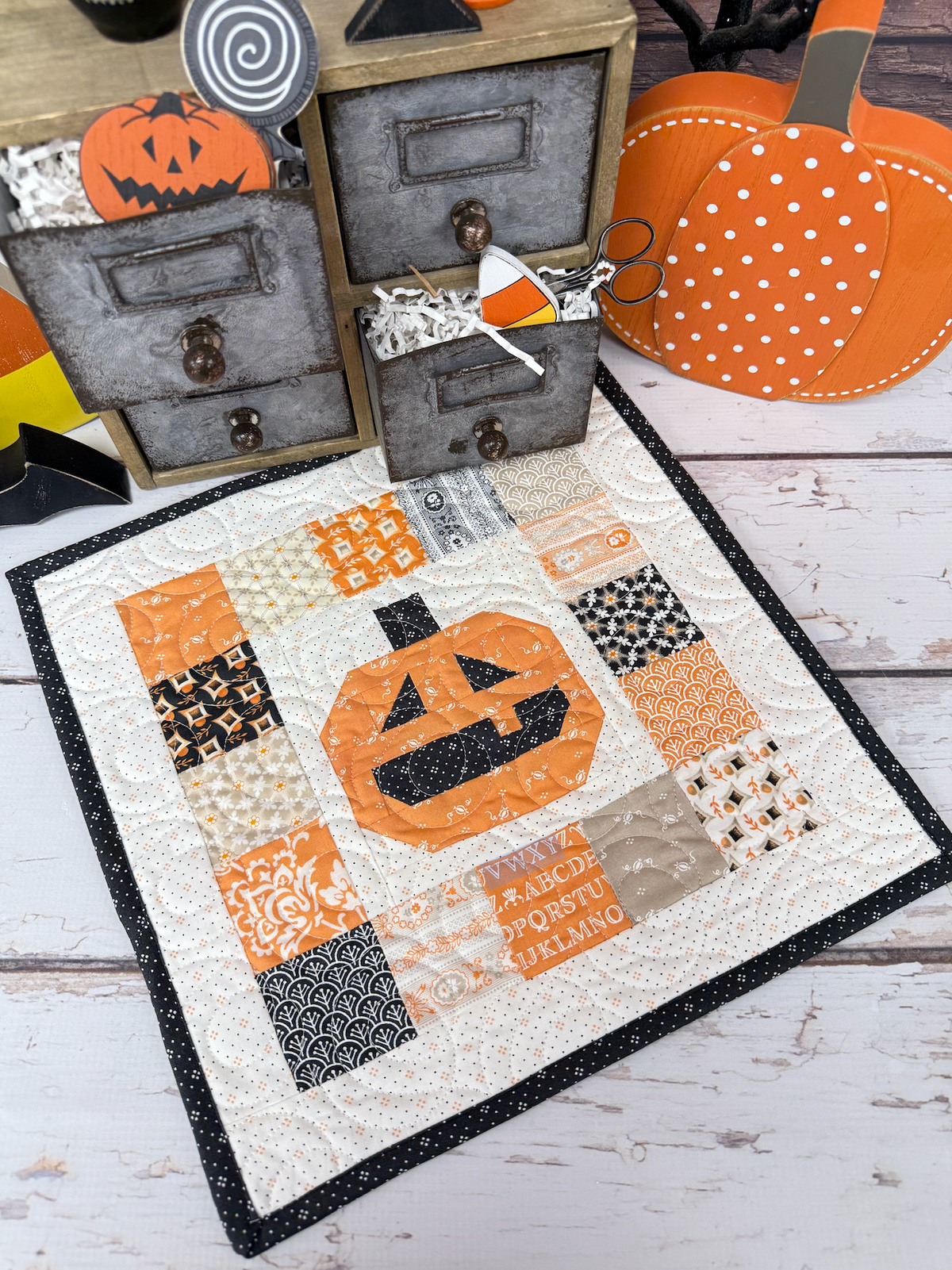 J is for Jack-O-Lantern Quilt Kit using Agatha Road by Fig Tree &amp; Co. for Moda Fabrics