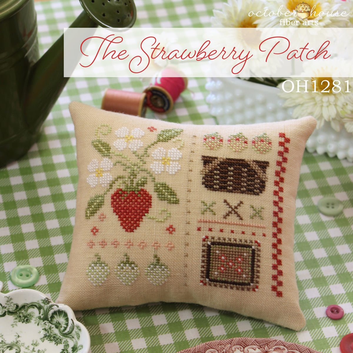 Pre-Order - The Strawberry Patch Cross Stitch by October House Fiber Arts - Paper Pattern