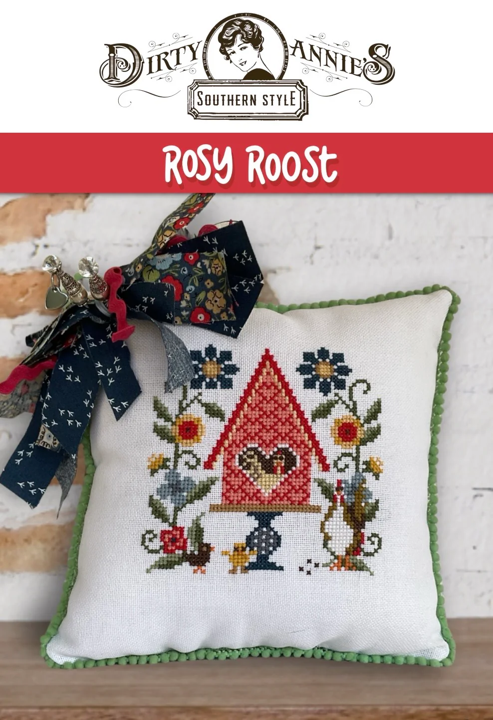 Rosy Roost Cross Stitch by Dirty Annie's - Paper Pattern