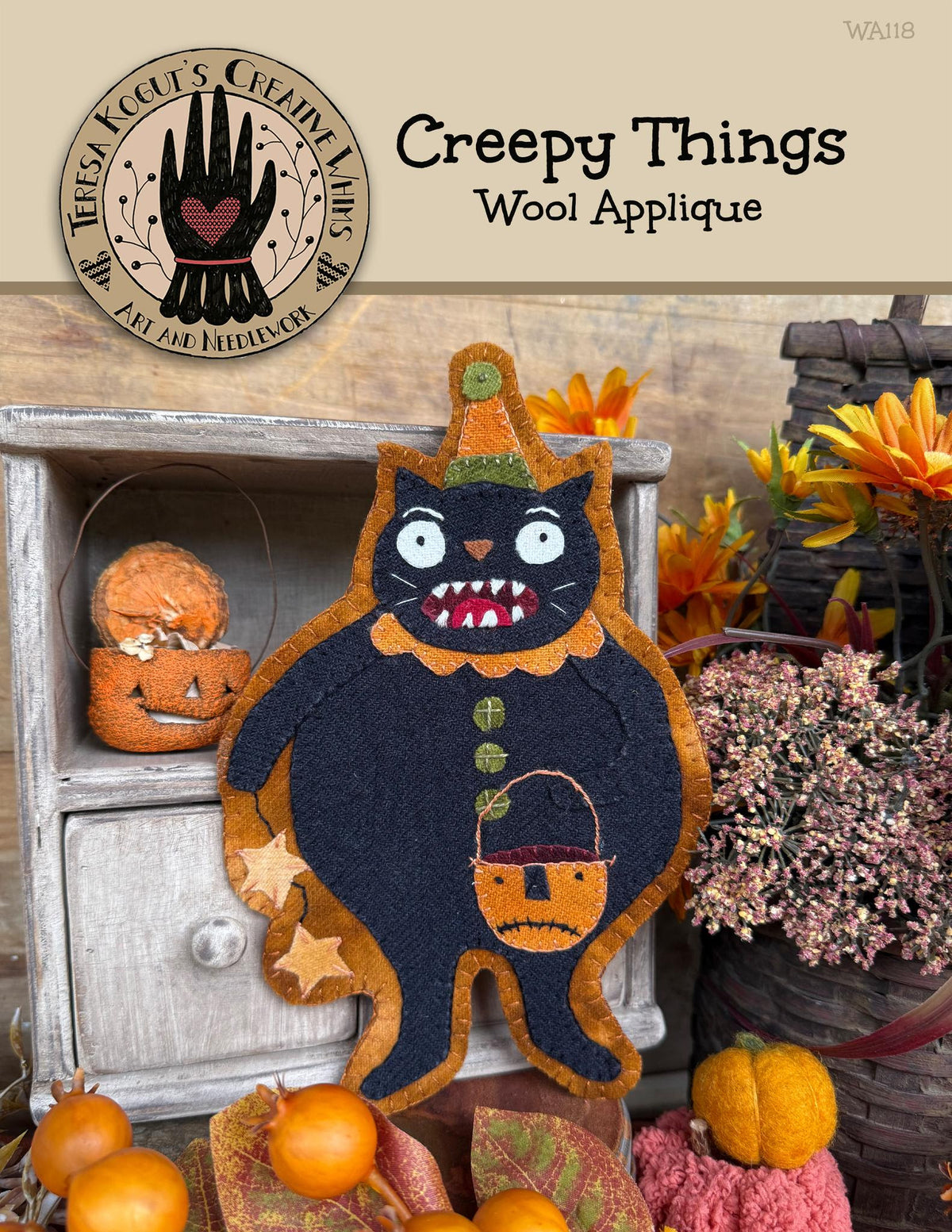 Creepy Things Wool Applique by Teresa Kogut - Paper Pattern