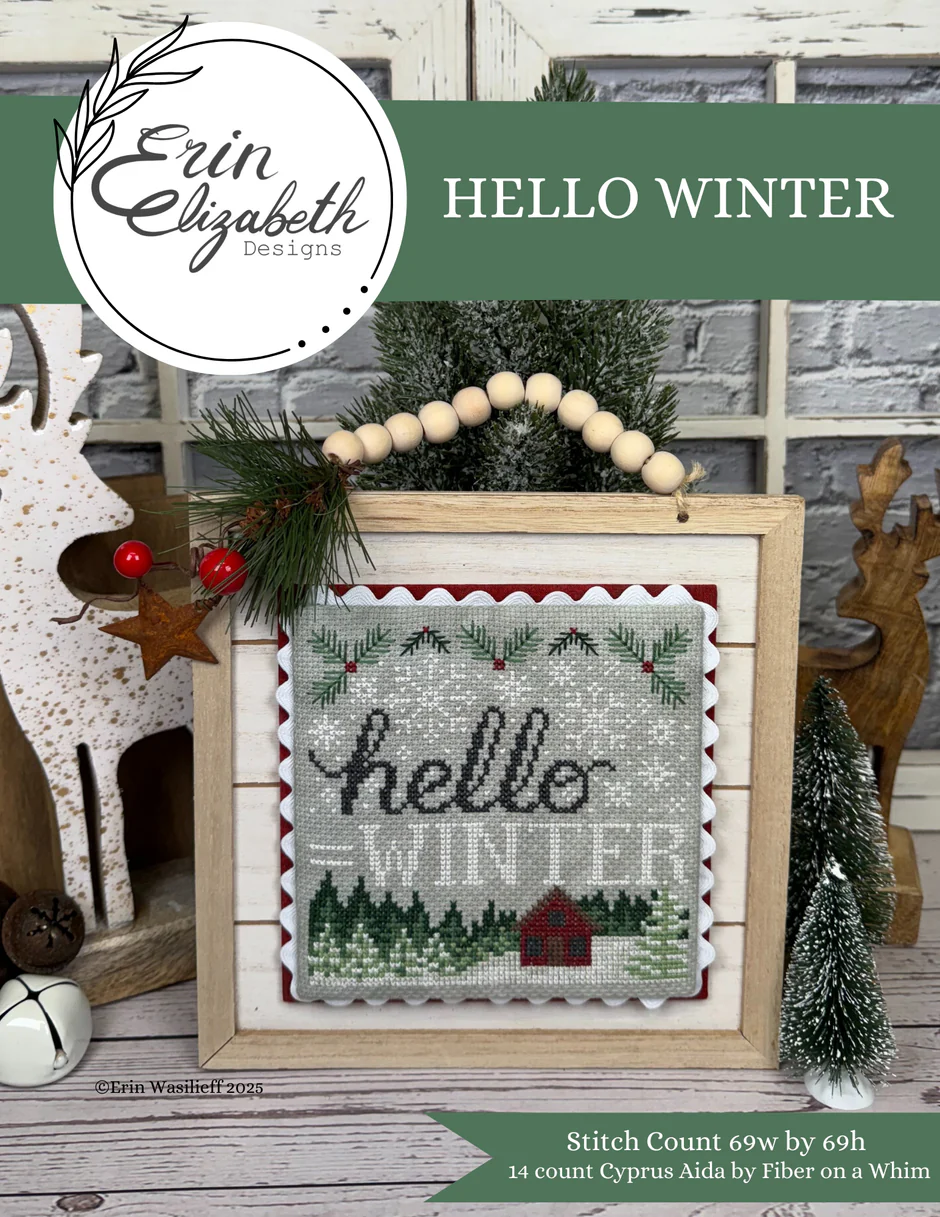 Pre-Order - Hello Winter Cross Stitch by Erin Elizabeth - Paper Pattern