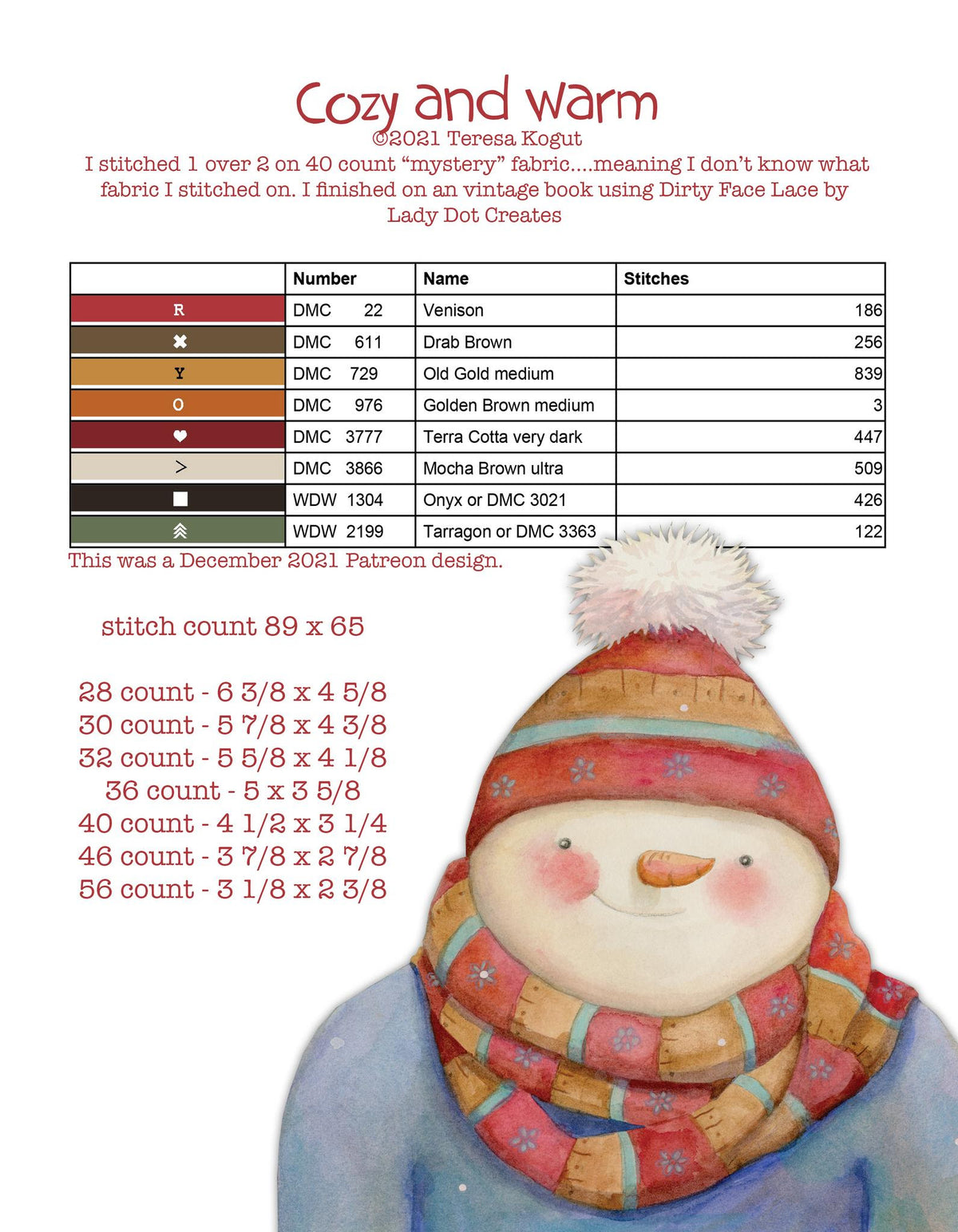 Hello Winter Booklet Cross Stitch by Teresa Kogut - Paper Pattern