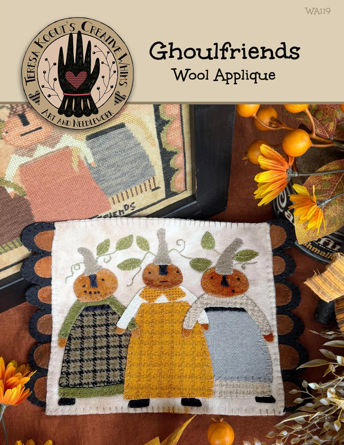 Ghoulfriends Wool Applique by Teresa Kogut - Paper Pattern