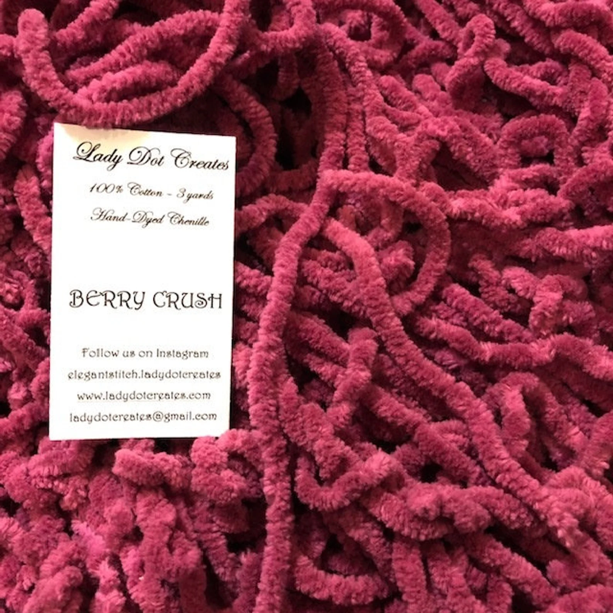 Chenille Trim - Berry Crush Hand-Dyed 100% Cotton  by Lady Dot Creates