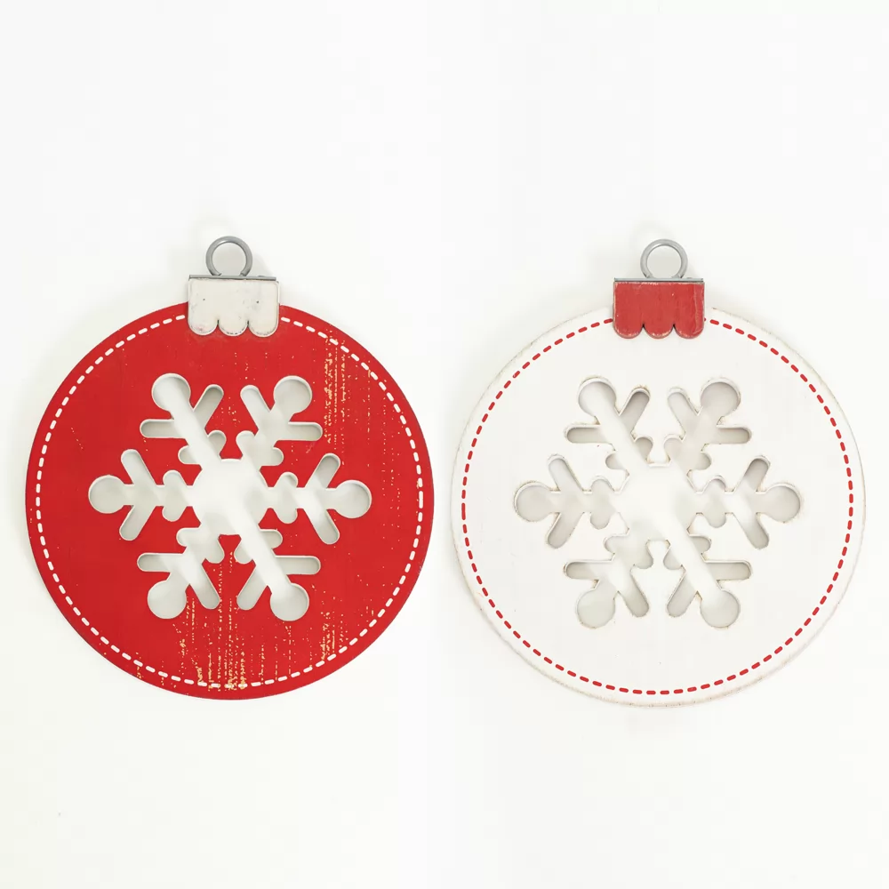 Snowflake | Mid Century Christmas Collection | 7x8x.5 reversible wood ornament wood cutout | 75481