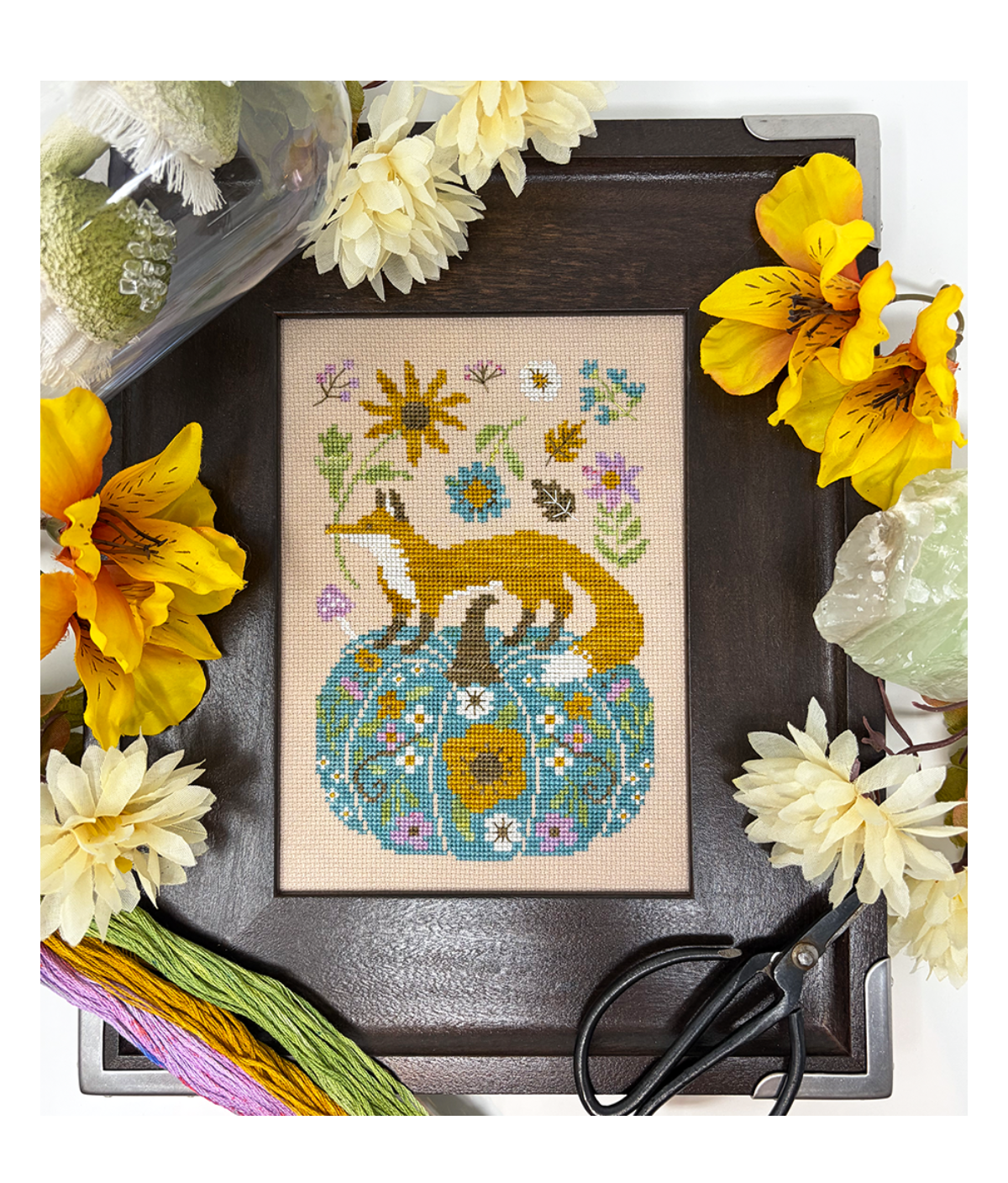 Foxy Fall Pumpkin Cross Stitch by Tiny Modernist - Paper Pattern