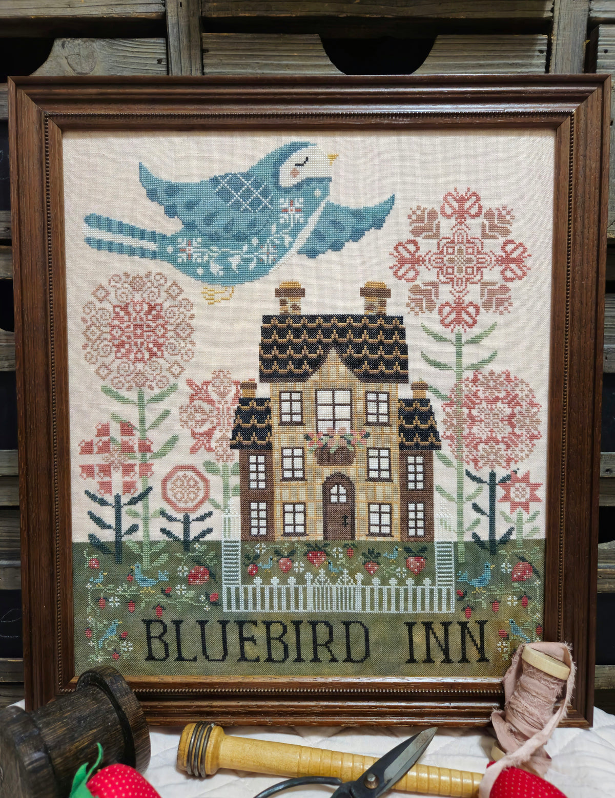 PRE-ORDER - Bluebird Inn Cross Stitch by Quaint Rose Needlearts - Paper Pattern