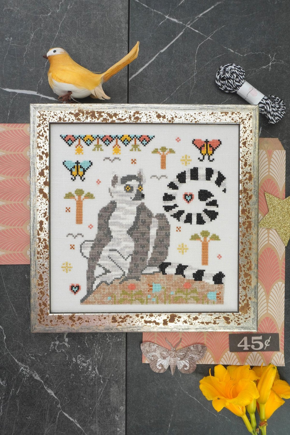 PRE-ORDER - Ring-Tailed Lemur Cross Stitch by Lindy Stitches - Paper Pattern