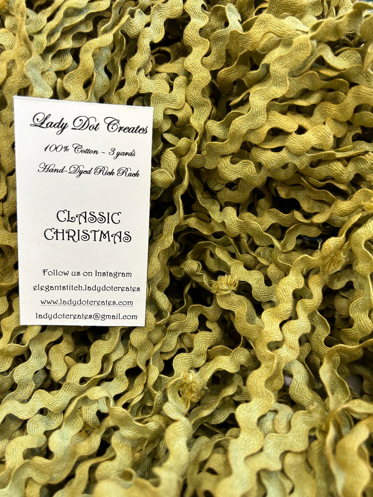 Ric Rac Trim - Classic Christmas Hand-Dyed 100% Cotton Half Inch by Lady Dot Creates