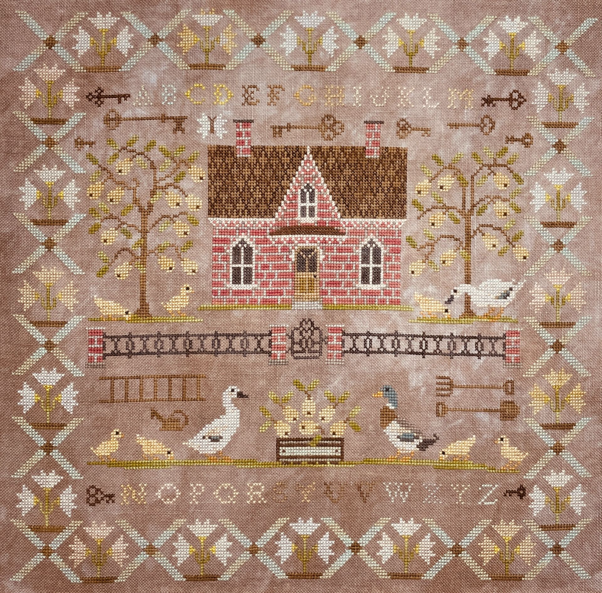 Pre-Order - Ducks in the Orchard Cross Stitch by A Gardner&#39;s Needle - Paper Pattern