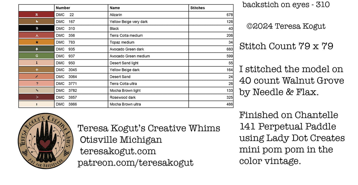 Santa Wreath Ornament Cross Stitch by Teresa Kogut - Paper Pattern