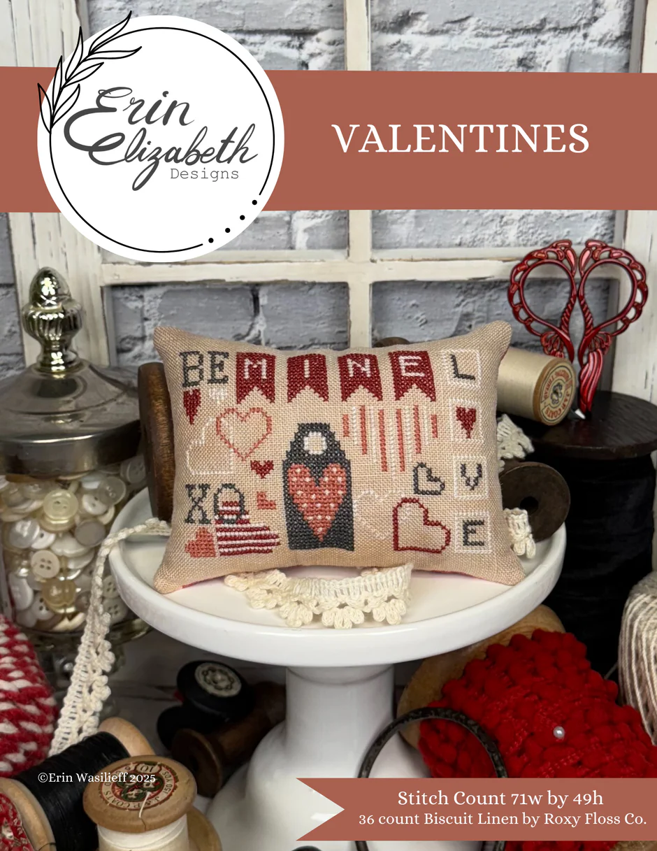 Valentines Cross Stitch by Erin Elizabeth - Paper Pattern