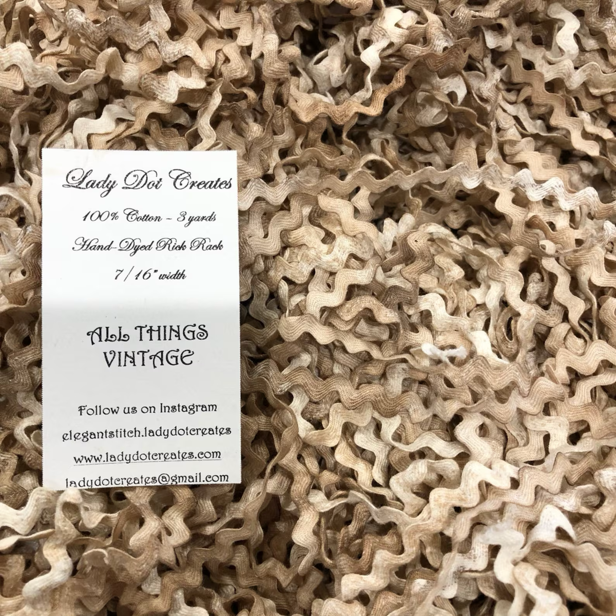 Ric Rac Trim - All Things Vintage Hand-Dyed 100% Cotton Half Inch by Lady Dot Creates