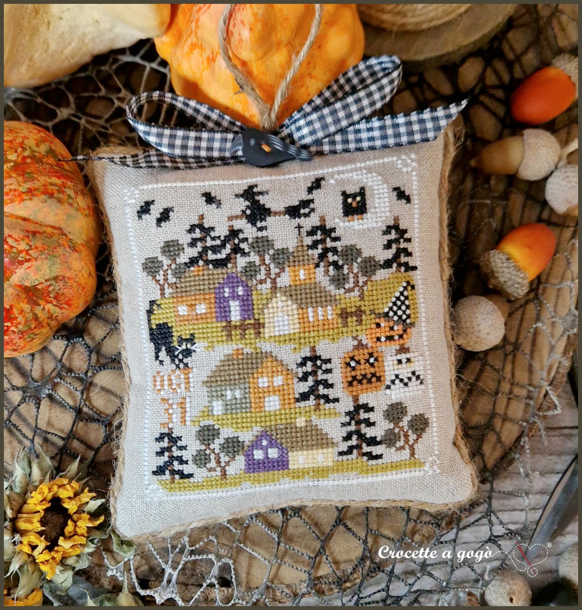 Halloween Tiny Village Cross Stitch by Crocette A Gogò - Paper Pattern