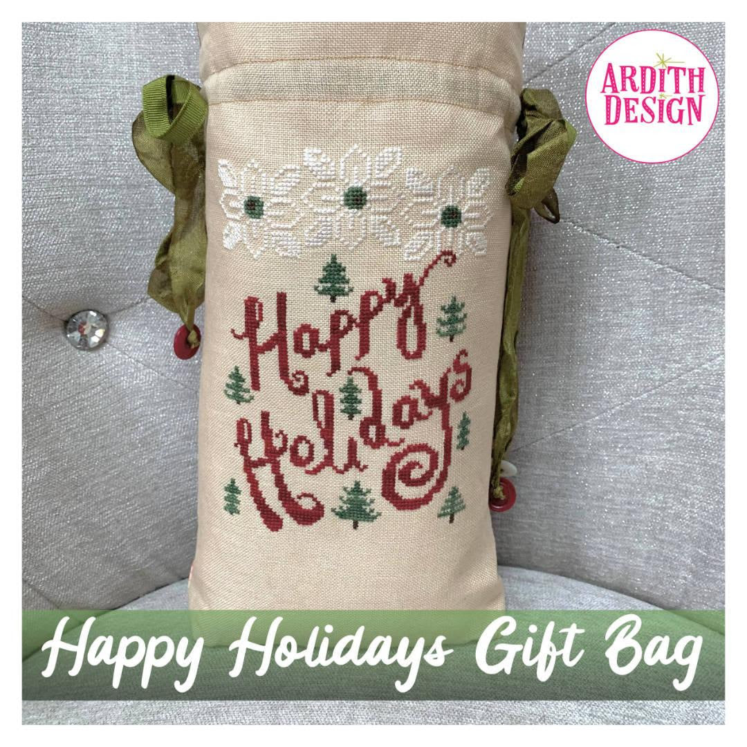 Pre-Order - Happy Holidays Gift Bag Cross Stitch by Ardith Design - Paper Pattern