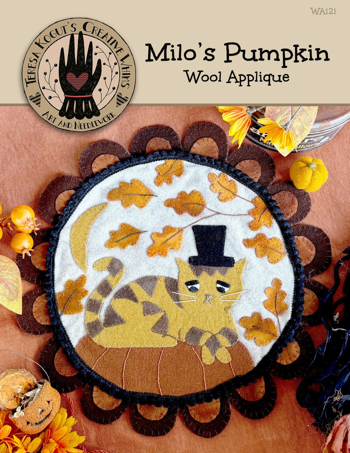 Milo's Pumpkin Wool Applique by Teresa Kogut - Paper Pattern