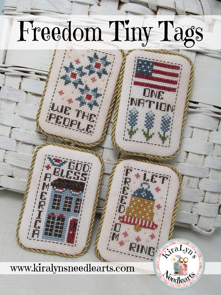 Freedom Tiny Tags Cross Stitch by Kiralyn's Needlearts - PAPER Pattern