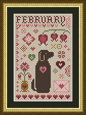 February Dog Cross Stitch by Happiness is Heartmade - Paper Pattern
