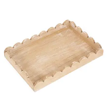 Wood Scallop Tray - 13x9x2