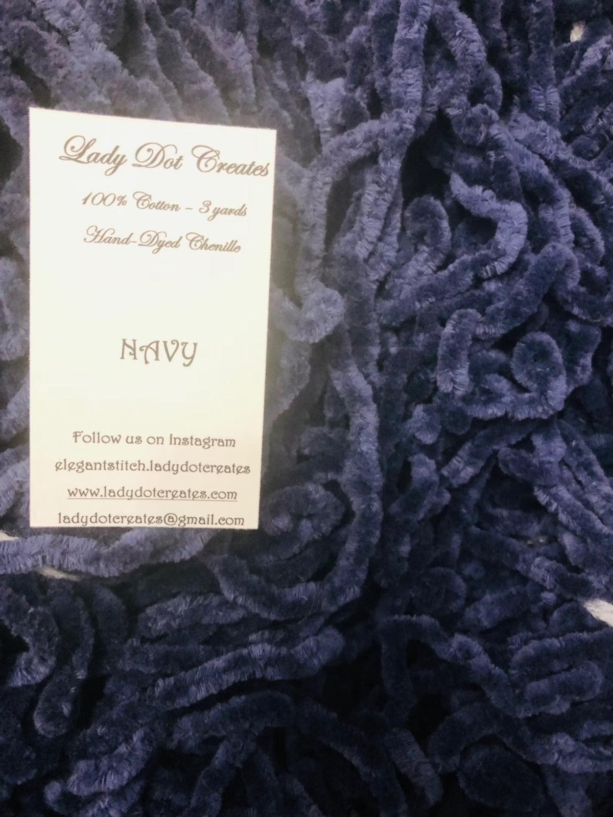 Chenille Trim - Navy Hand-Dyed 100% Cotton  by Lady Dot Creates