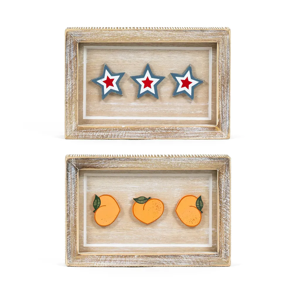Stars/Peaches | Peaches, Cream &amp; The American Dream Collection | 7x7x1.5 reversible wood frame sign | 45156