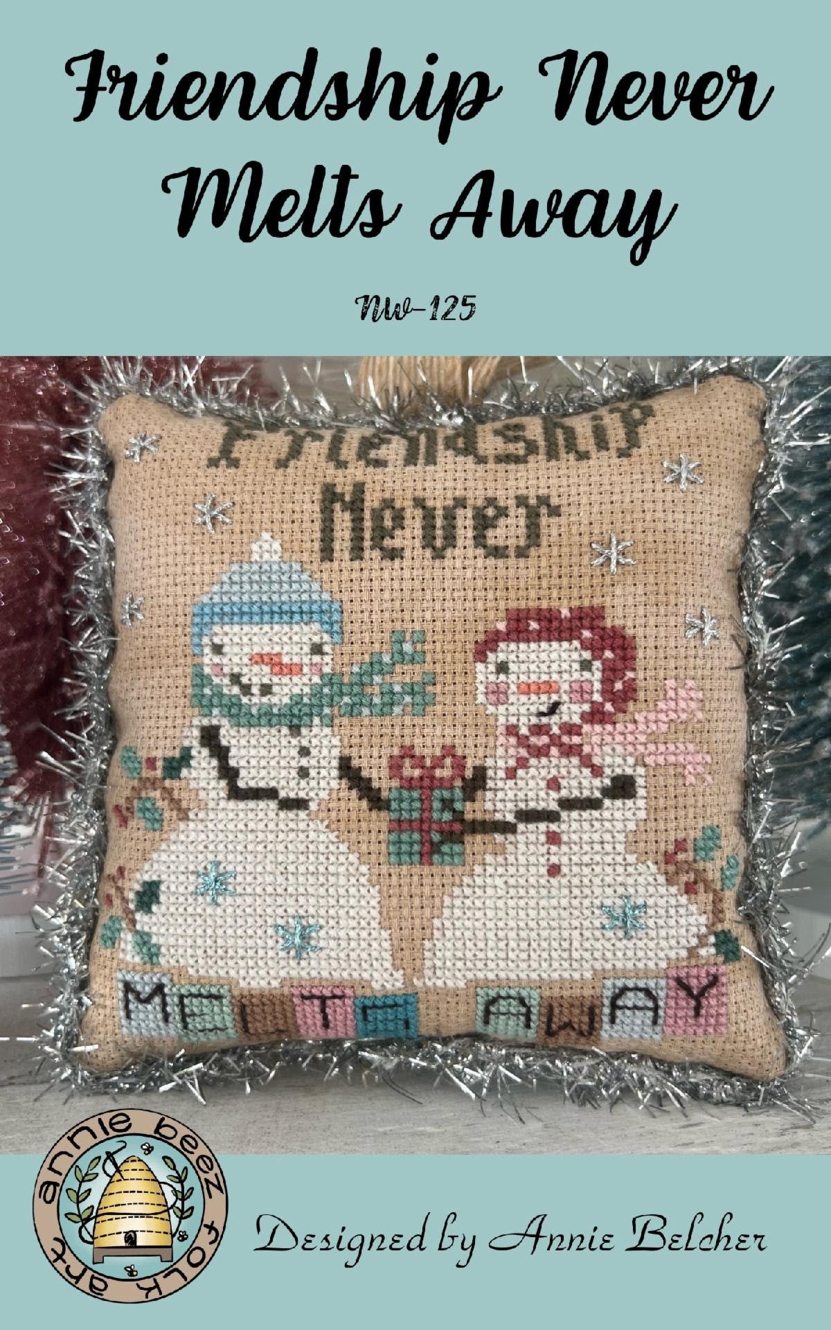 Friendship Never Melts Away Cross Stitch by Annie Beez Folk Art - Paper Pattern