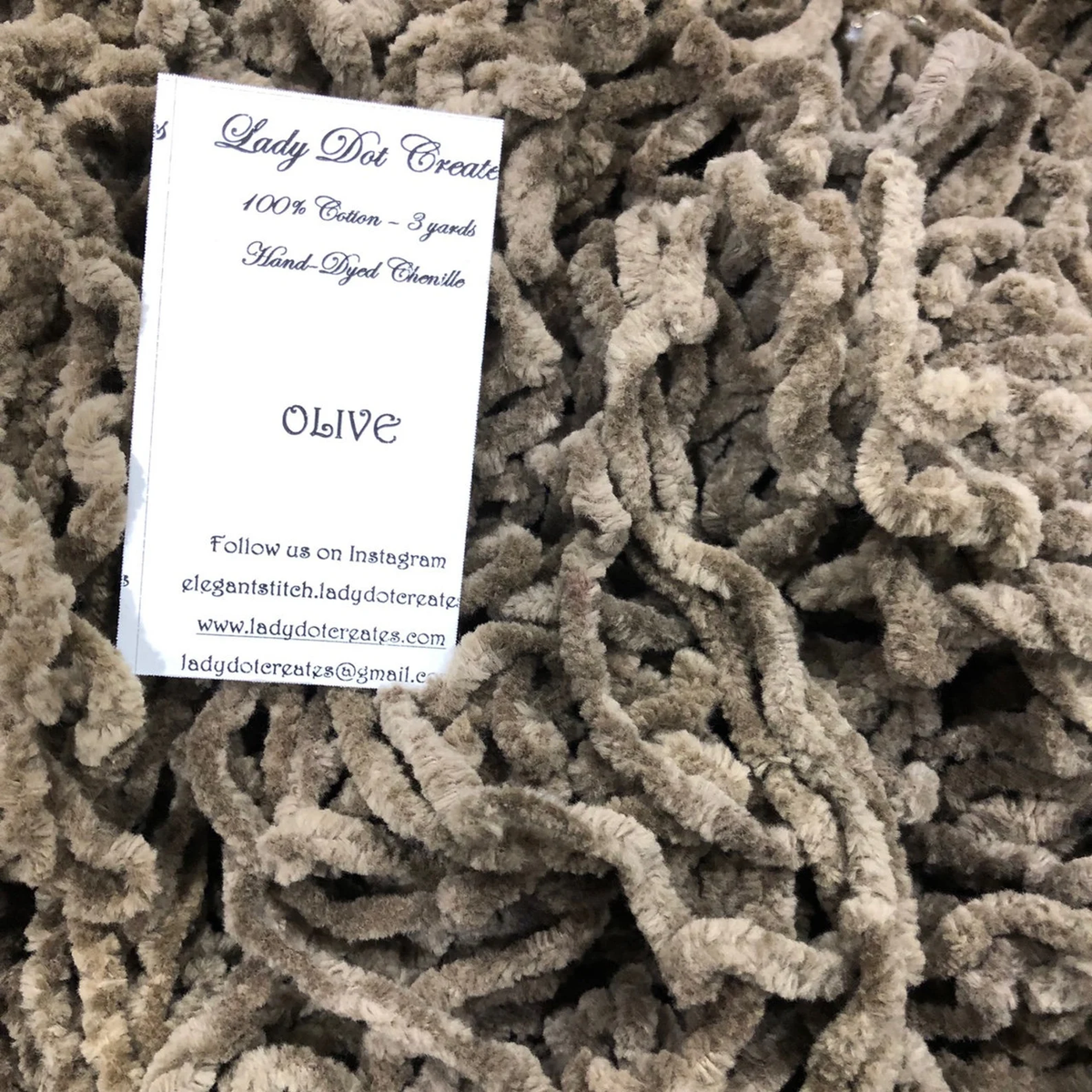 Chenille Trim - Olive Hand-Dyed 100% Cotton  by Lady Dot Creates
