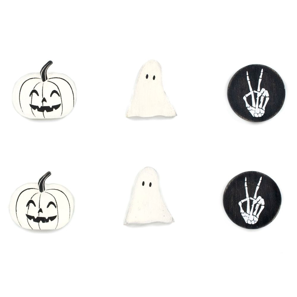 Halloween (Black &amp; White) | Spooky Harvest Collection | 2x2x.25 wood shapes set of six | 50519