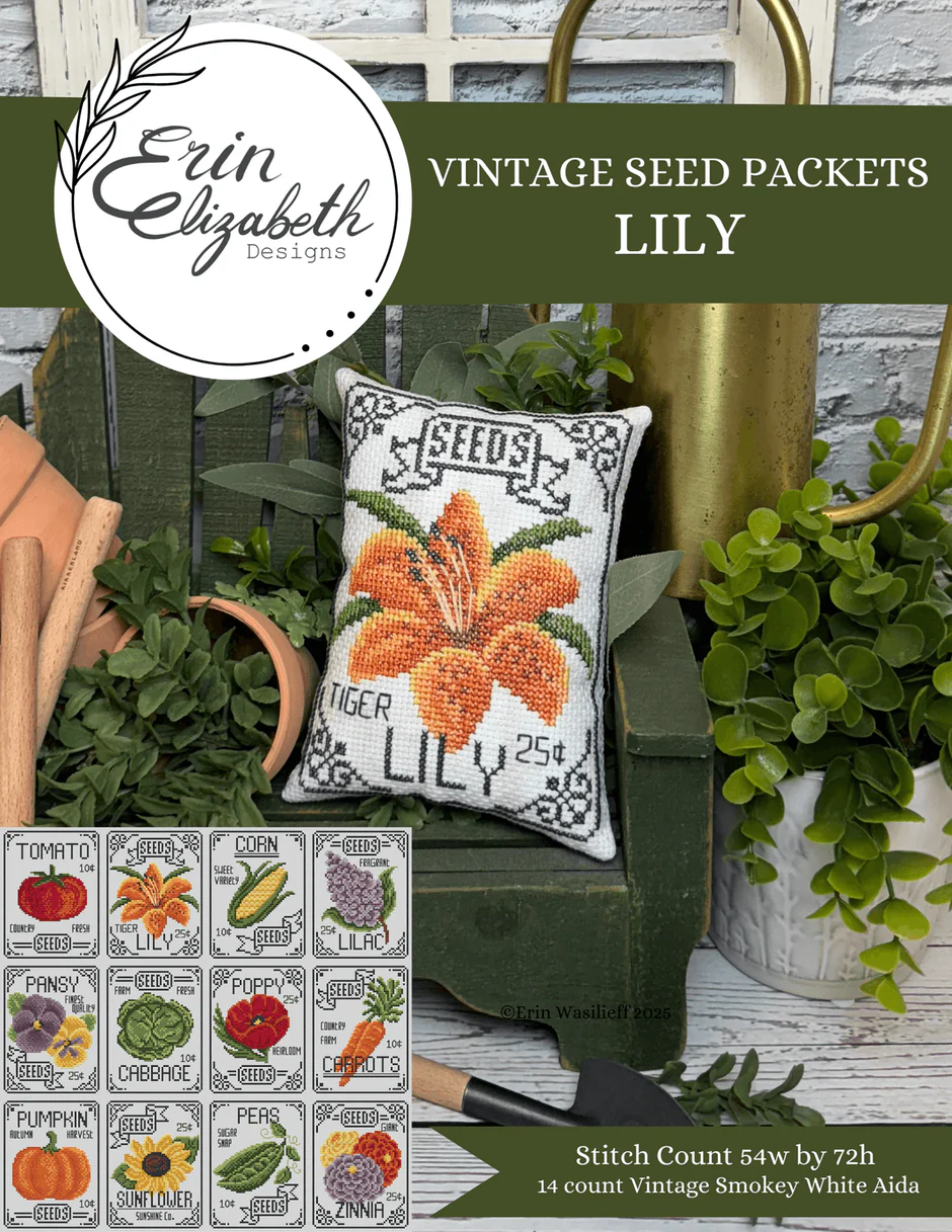 Vintage Seed Packets: Lily Cross Stitch by Erin Elizabeth - Paper Pattern