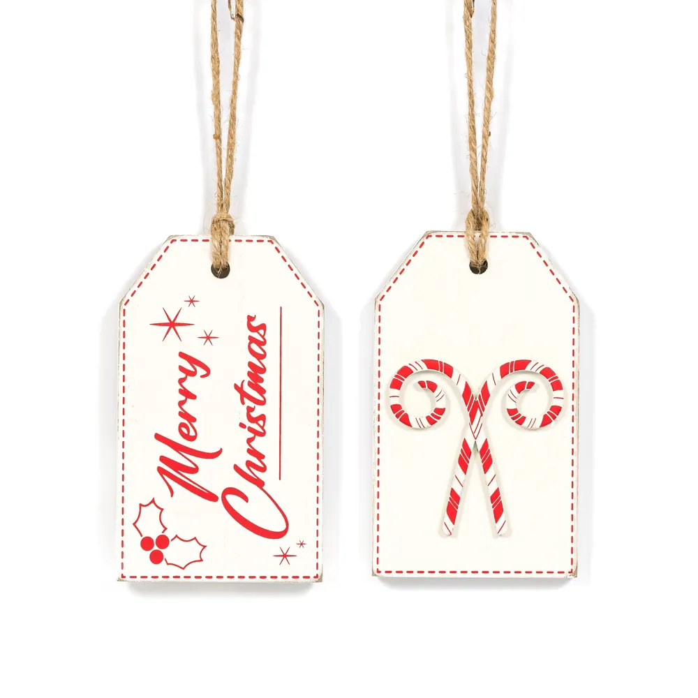 Merry/Candy | Candy Cane Lane Collection | 3x5x.5 reversible wood tag | 71239
