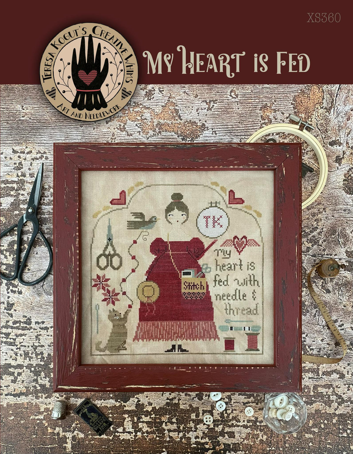 Pre-Order - My Heart is Fed Cross Stitch by Teresa Kogut - Paper Pattern