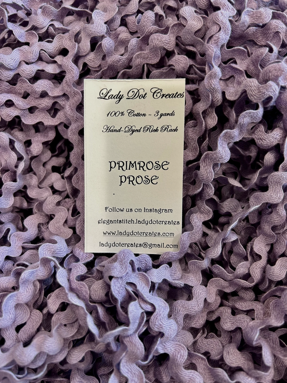 Ric Rac Trim - Primrose Prose Hand-Dyed 100% Cotton Half Inch by Lady Dot Creates