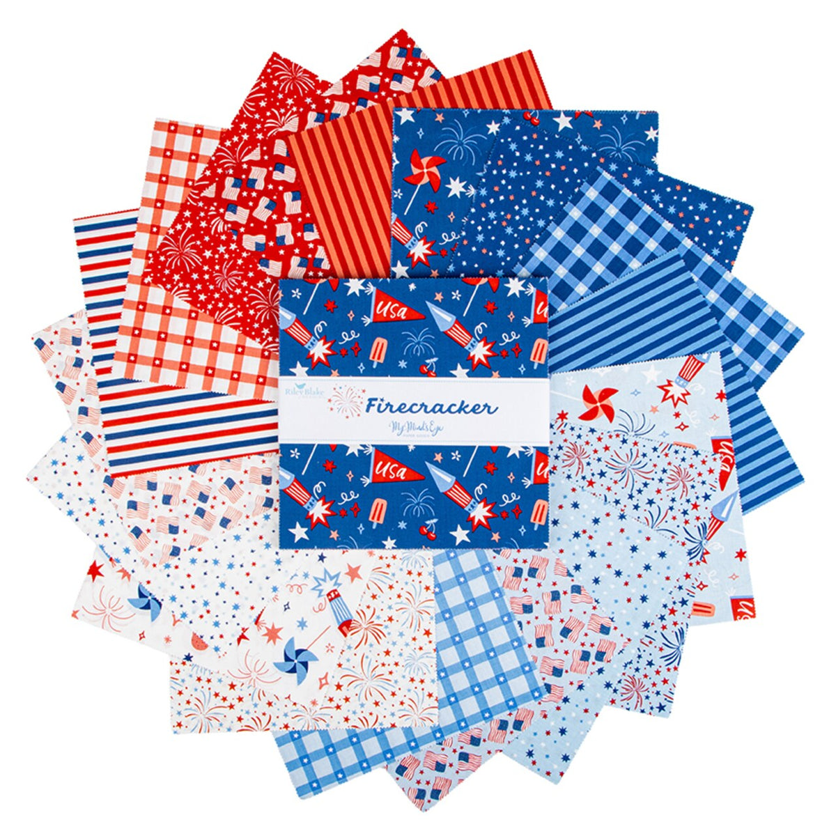 Firecracker Layer Cake® by My Mind's Eye, 42 10-inch Precut Fabric Quilt Squares