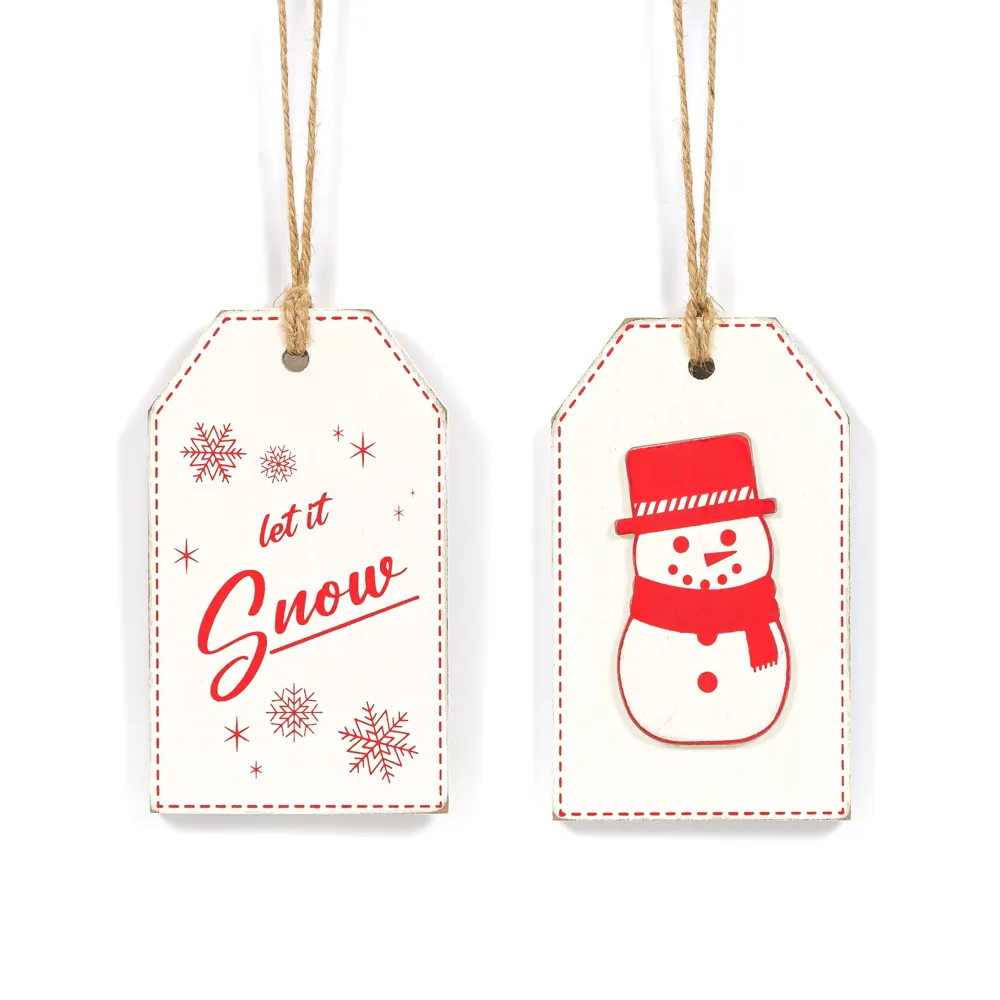Snow/Snowman | Candy Cane Lane Collection | 3x5x.5 reversible wood tag | 71241