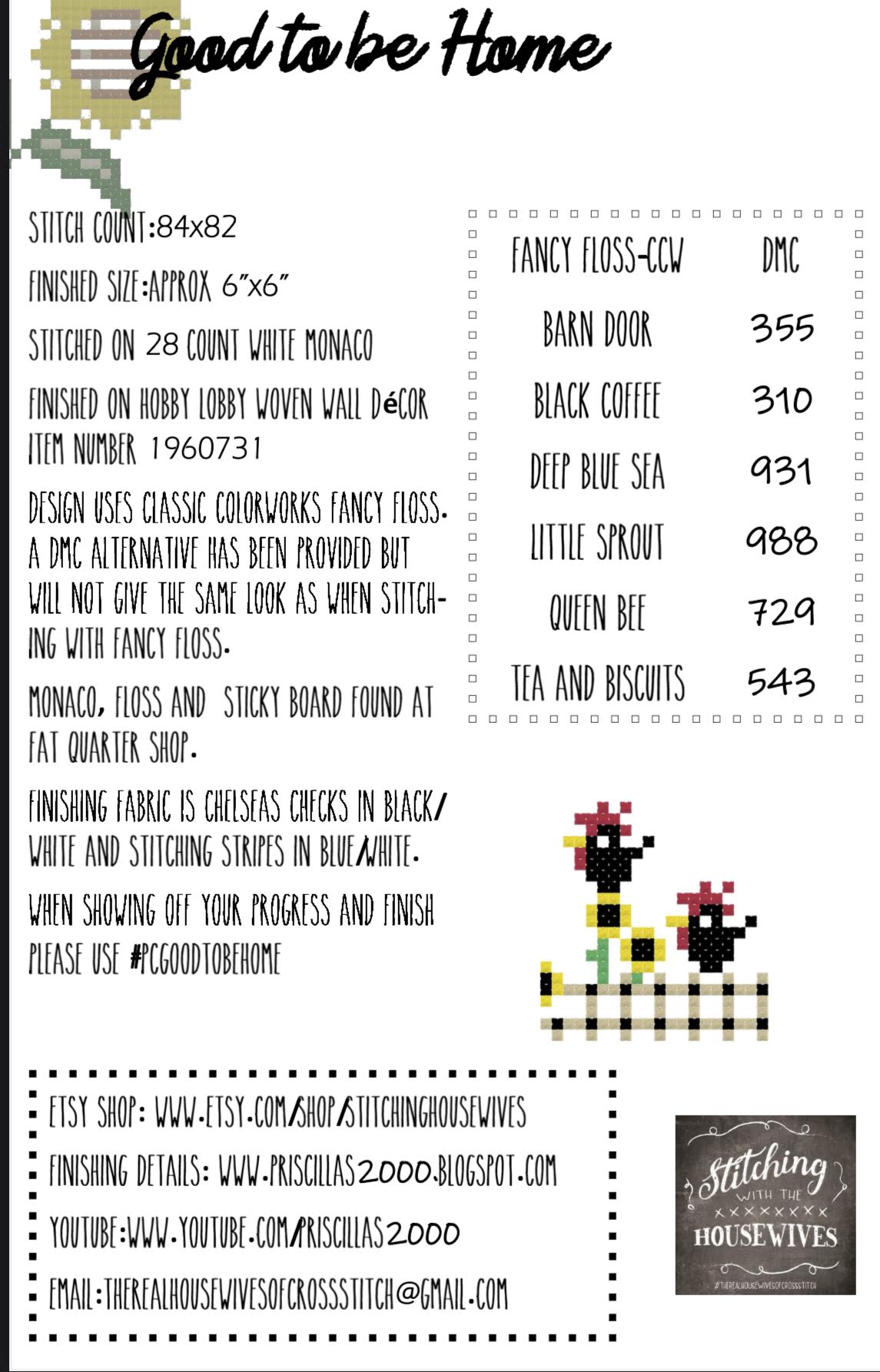 Good to be Home Cross Stitch by Stitching with the Housewives - Paper Pattern