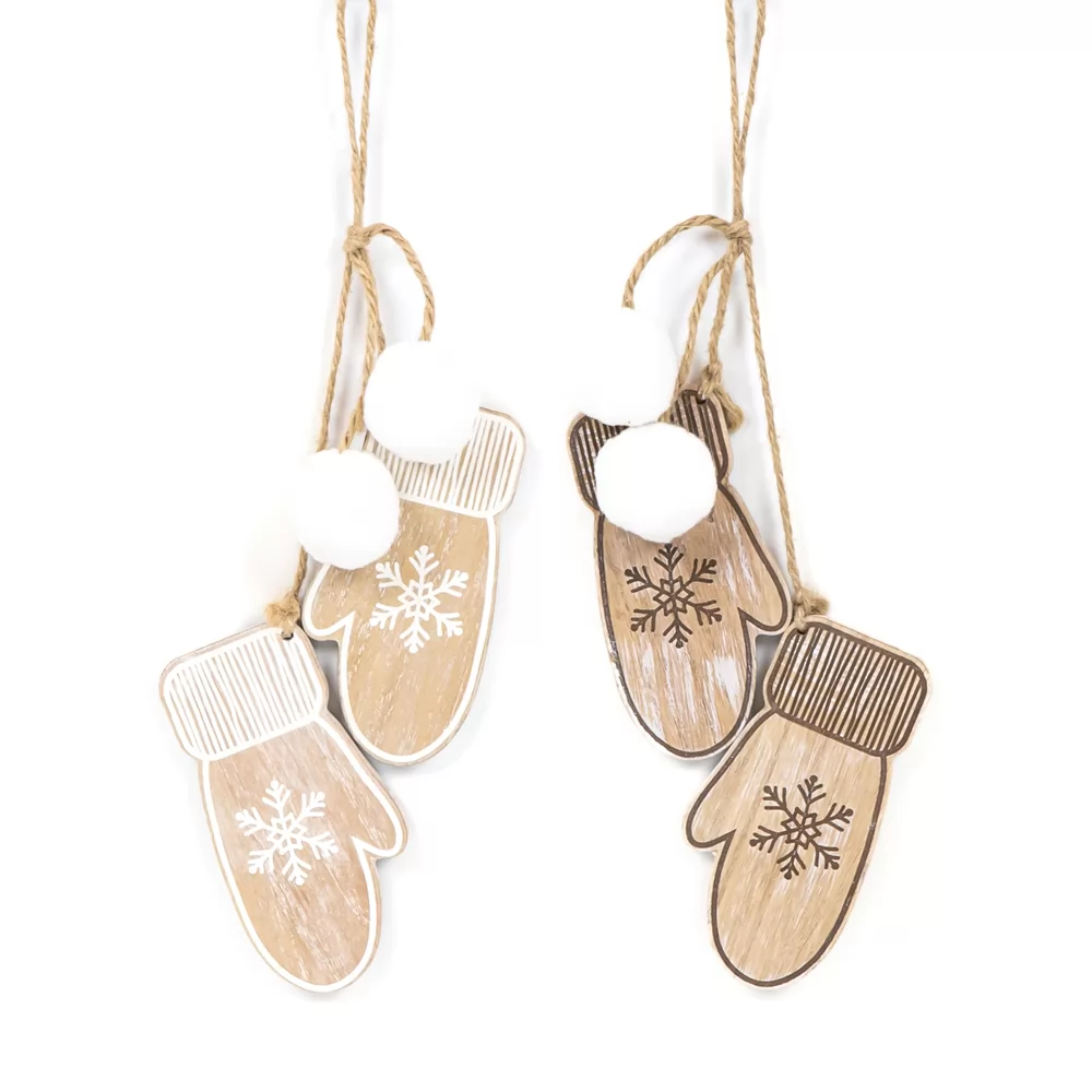 Mittens | Mid Century Collection | 5x11x1.25 hanging wood ornament | 75522