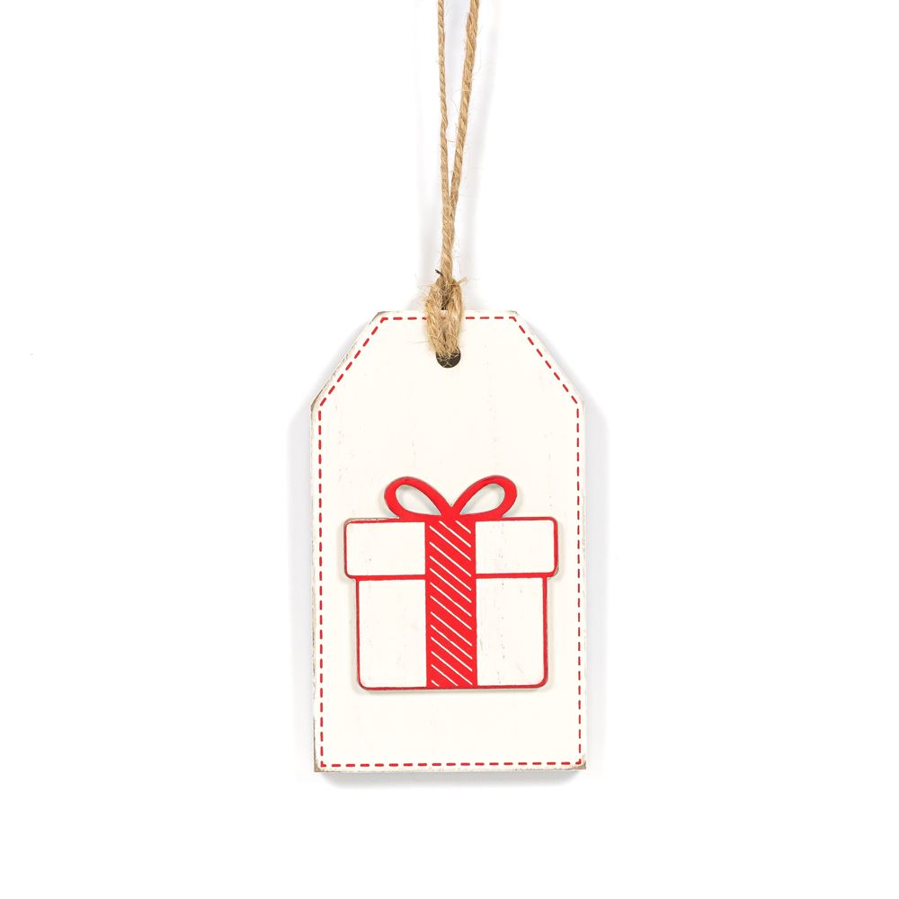 Tree/Present | Candy Cane Lane Collection | 3x5x.5 reversible wood tag | 71240
