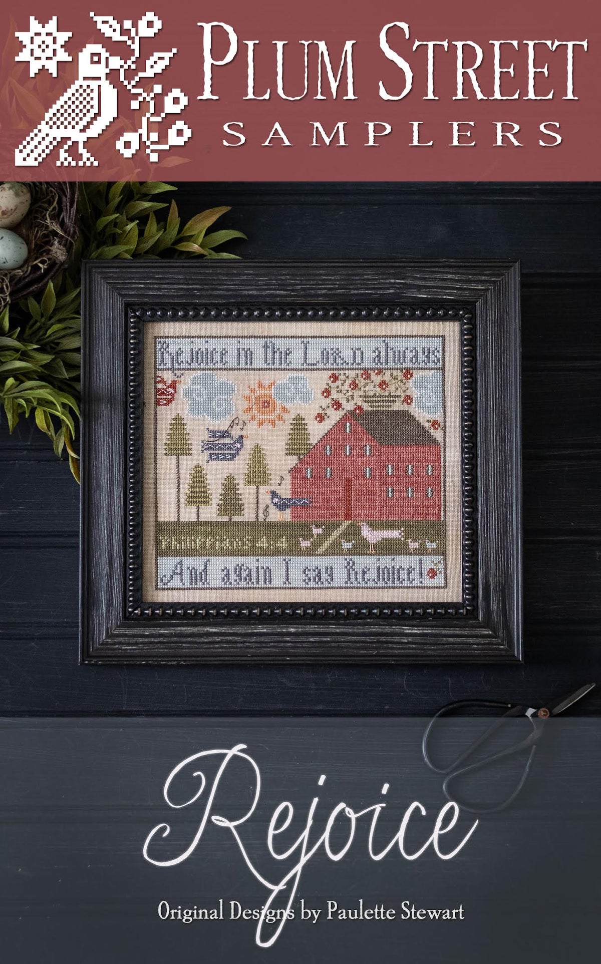 Pre-Order - Rejoice Cross Stitch by Plum Street Samplers - Paper Pattern