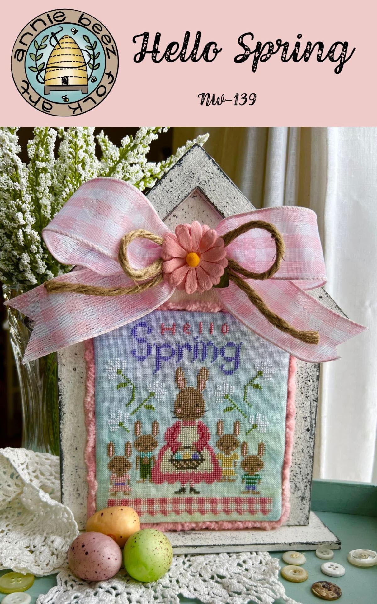 Hello Spring Cross Stitch by Annie Beez Folk Art - Paper Pattern