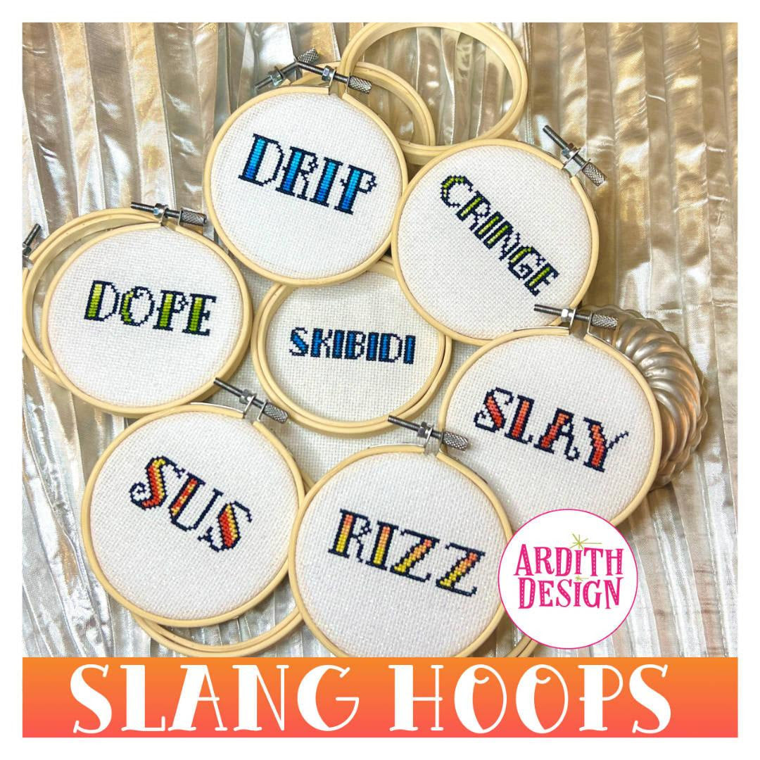 Pre-Order - Slang Hoops Cross Stitch by Ardith Design - Paper Pattern