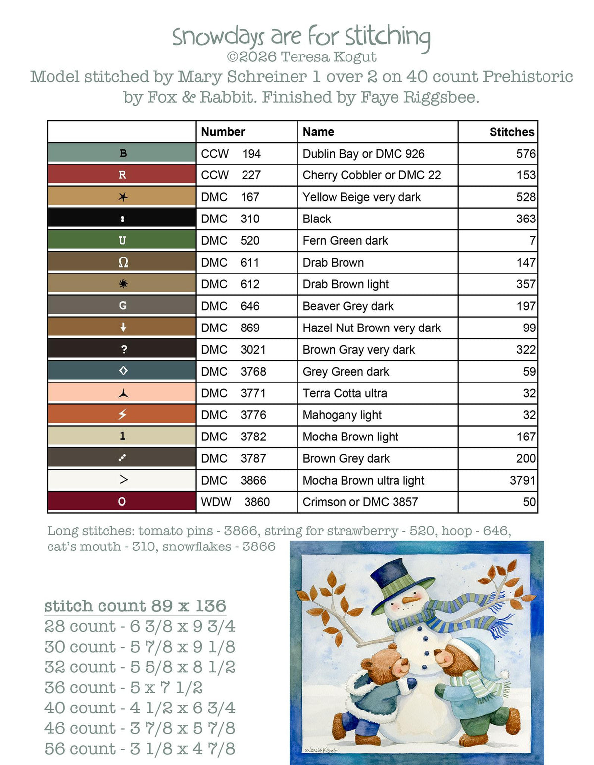 Hello Winter Booklet Cross Stitch by Teresa Kogut - Paper Pattern