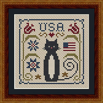 Patriotic USA Cat Cross Stitch by Happiness is Heartmade - Paper Pattern