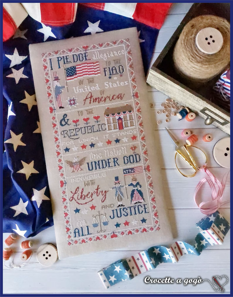 Pledge of Allegiance Cross Stitch by Crocette A Gogo - Paper