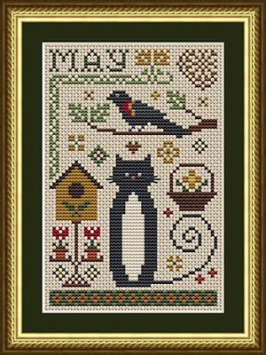 May Cat Cross Stitch by Happiness Is Heartmade - Paper Pattern