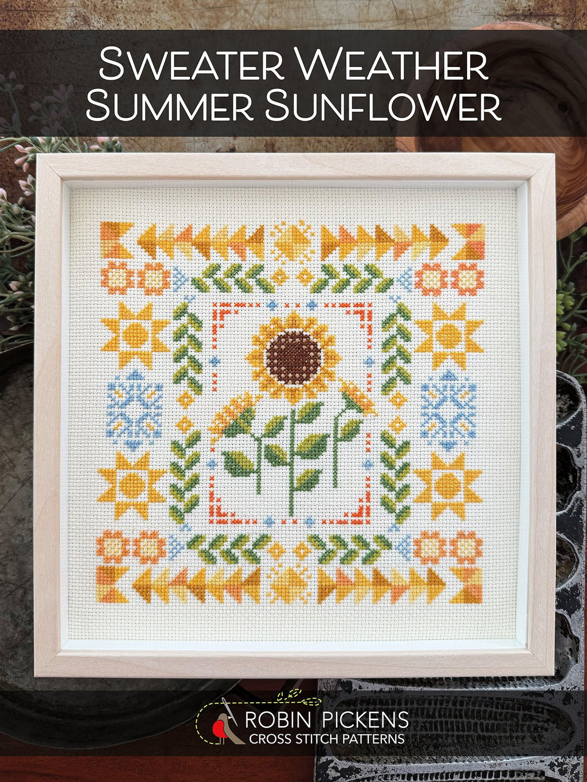 Sweater Weather: Summer Sunflower Cross Stitch by Robin Pickens - Paper Pattern
